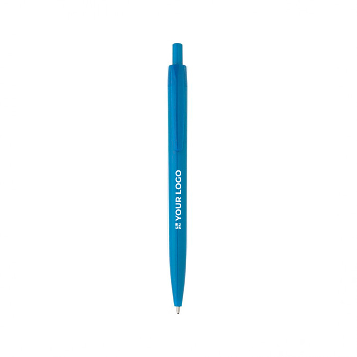 Bolígrafo en color con acabado brillante tinta azul Monocolor color azul claro vista de impresión