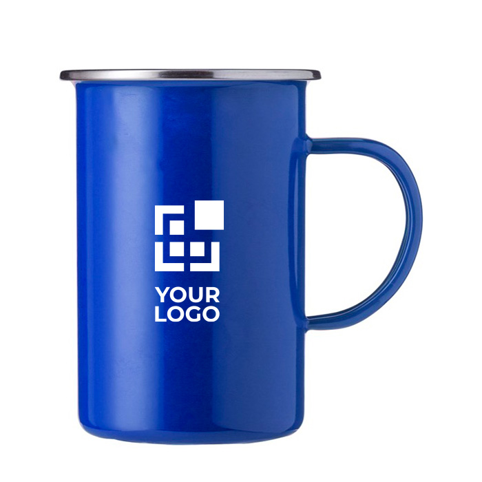 Taza de metal esmaltada de diseño vintage y 550ml Big Metal color azul vista de impresión