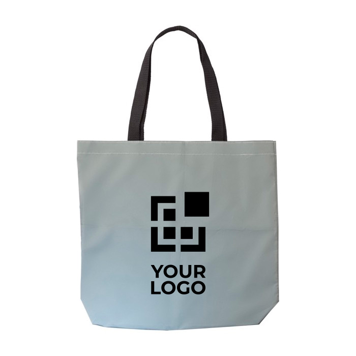 Bolsa de tela personalizada poliéster 190D reflectante Flash color plateado vista de impresión