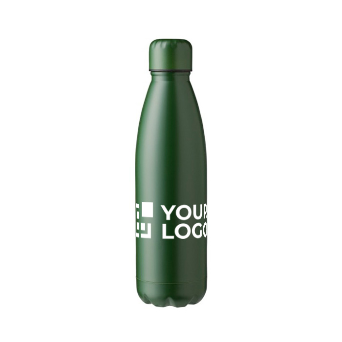 Botella de acero grande con función termo 750ml Lifestyle Premium color verde vista de impresión