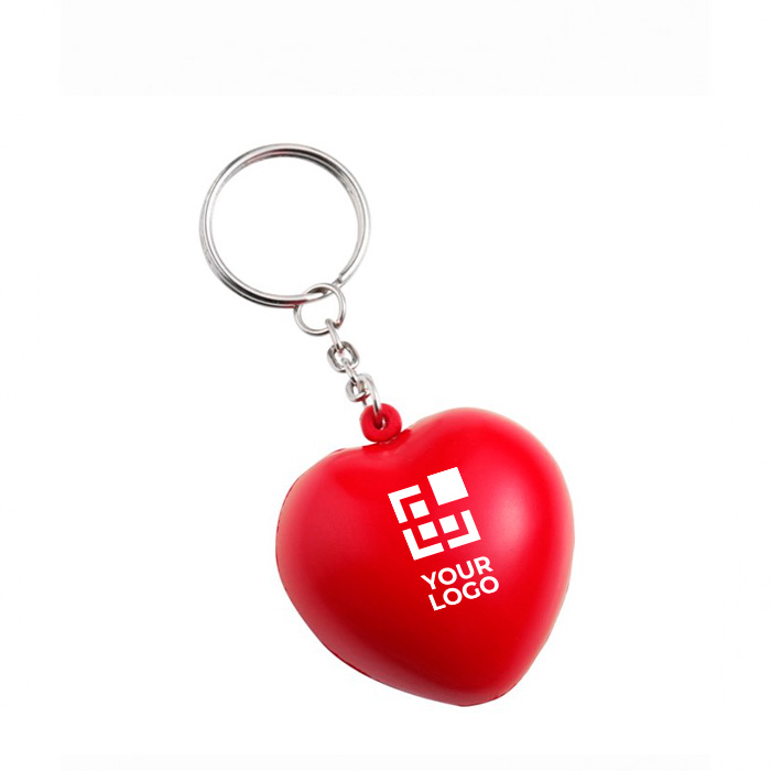 Llavero promocional de PU con forma de corazón rojo LoveIt vista de impresión