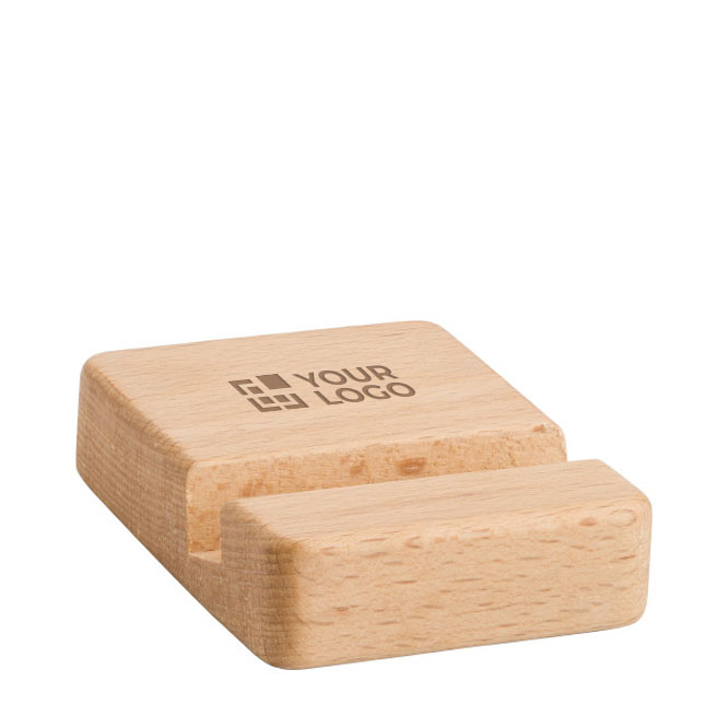 Soporte cuadrado para móvil de bambú para la oficina Bamboo color madera vista de impresión