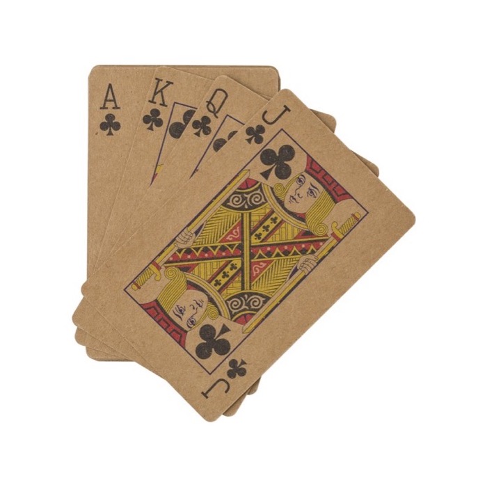 Baraja de cartas recicladas personalizada color beige