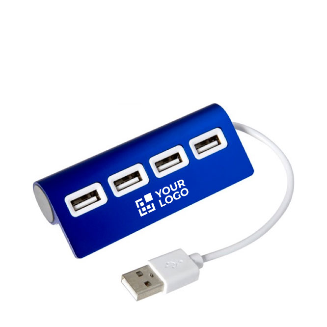 Hub publicitario de aluminio en color con 4 puertos USB 2.0 Alu vista de impresión