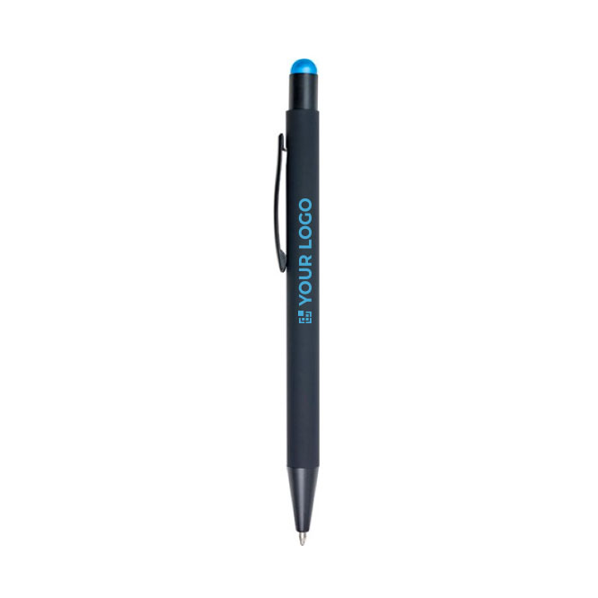 Bolígrafo con logo grabado a láser con el color del puntero Laser color azul claro vista de impresión