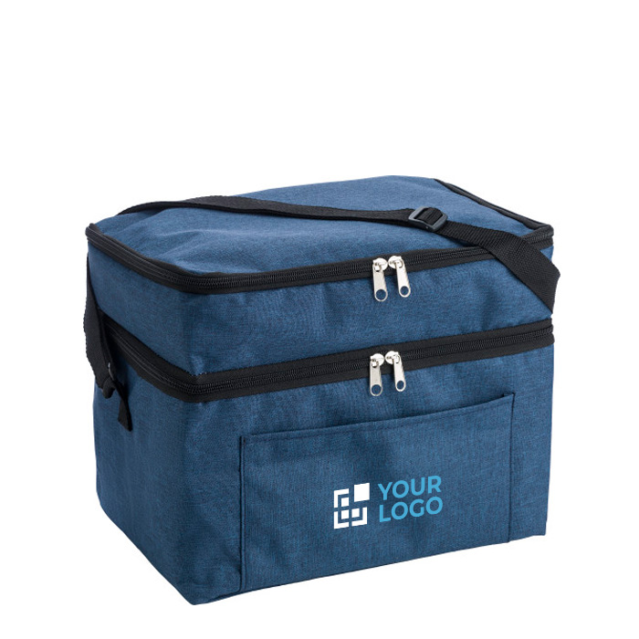 Bolsas isotérmicas personalizadas con dos compartimentos RPET IceCube vista de impresión