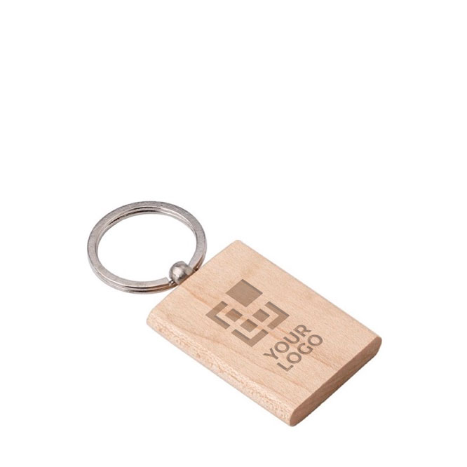 Llaveros para merchandising de madera rectangular Rectwood color madera vista de impresión