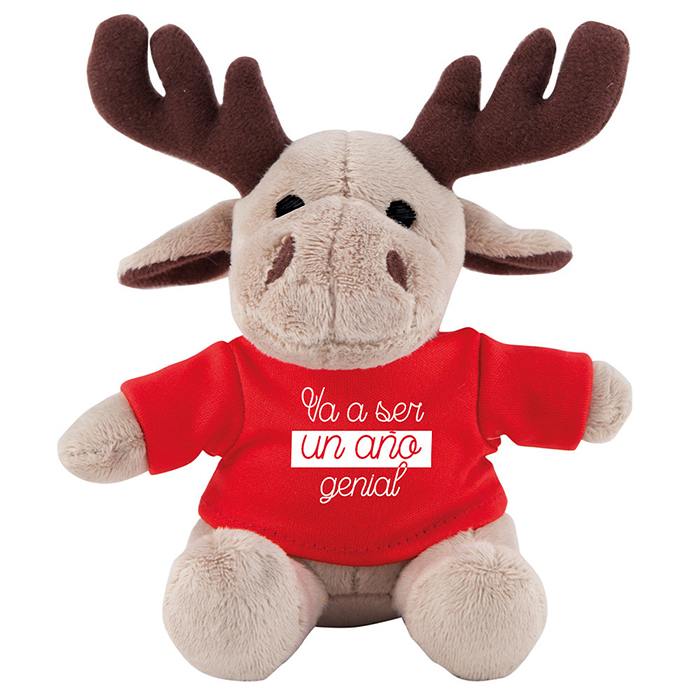 Peluche de reno personalizado con camiseta para el logo Rudolph color rojo