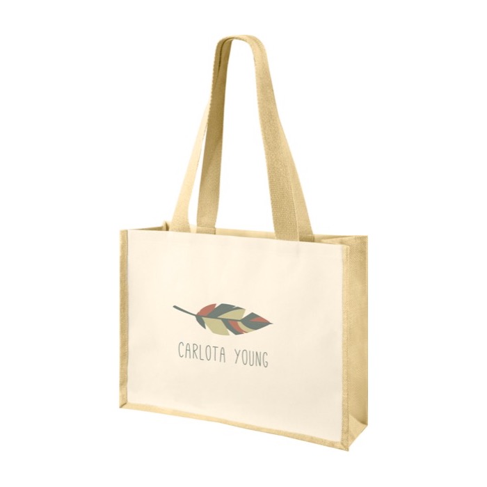 Bolsa de yute y algodón laminado color natural