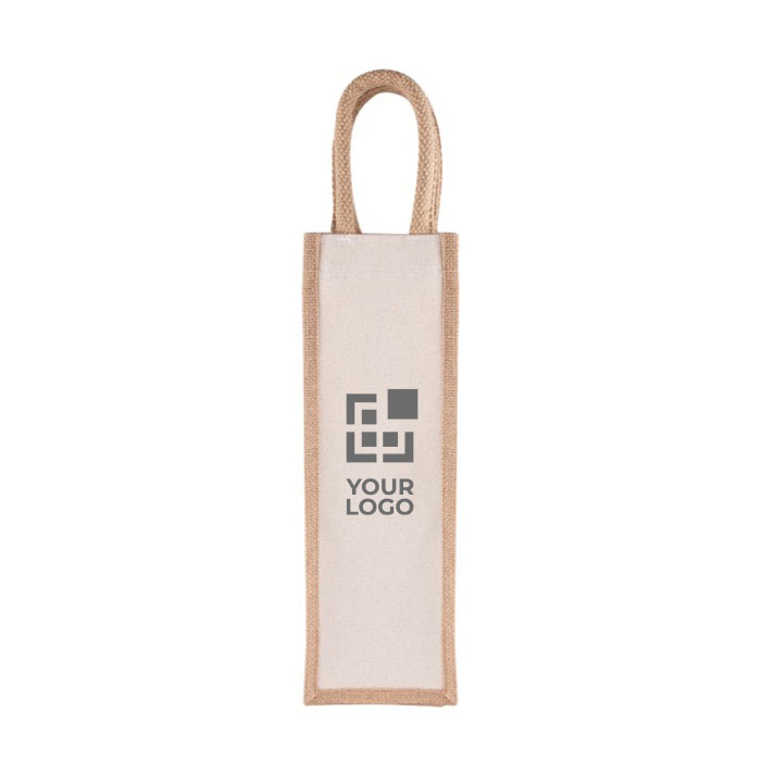 Bolsa para vino personalizada en yute y canvas 320 g/m2 Vino Rioja color beige vista principal