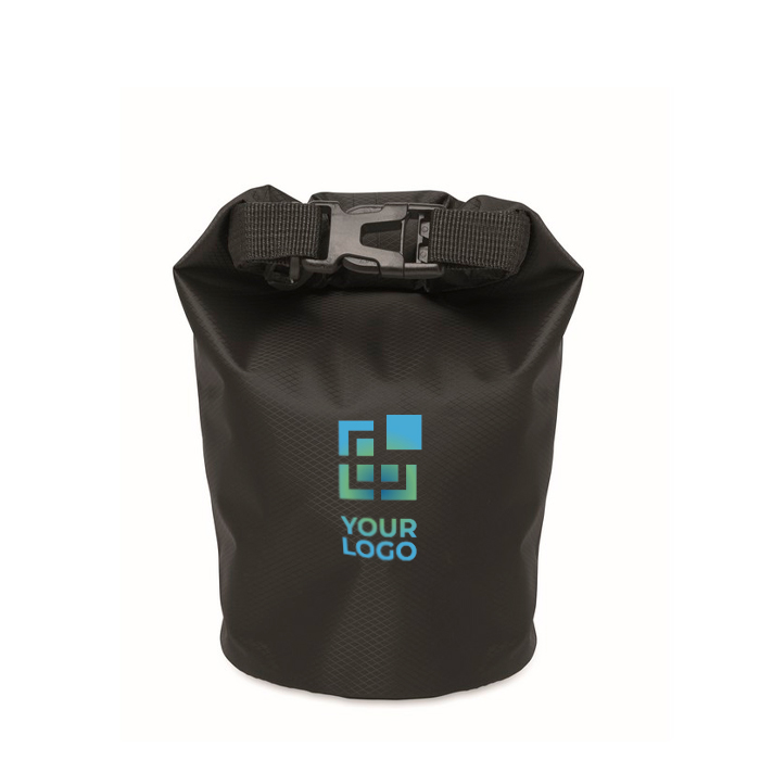 Bolsa de poliéster resistente al agua con capacidad 1,5 litros Bayside color negro vista de impresión