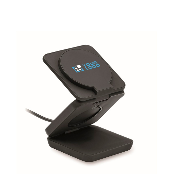 Cargador magnético plegable de ABS 3 en 1 que sirve para soporte color negro vista de impresión