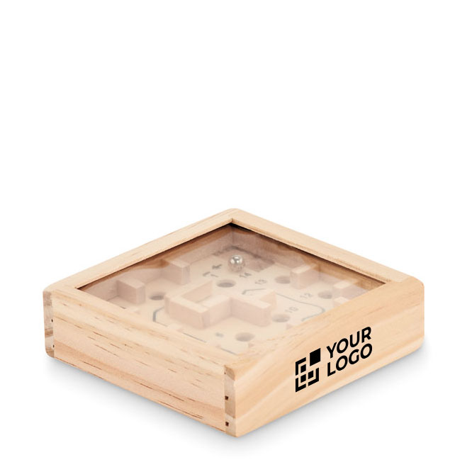 Juego de laberinto en caja de madera para publicidad Ability Maze color madera vista de impresión