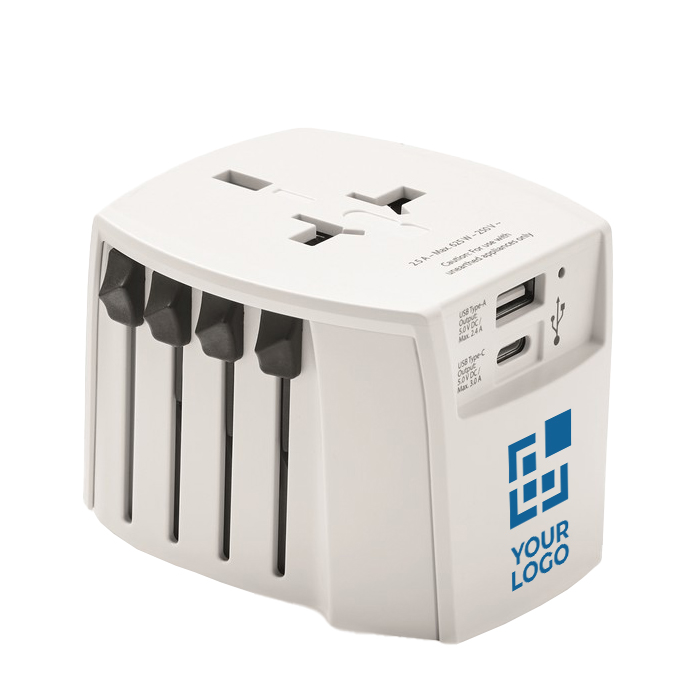 Adaptador personalizado universal de viaje Skross MUV USB A/C vista de impresión