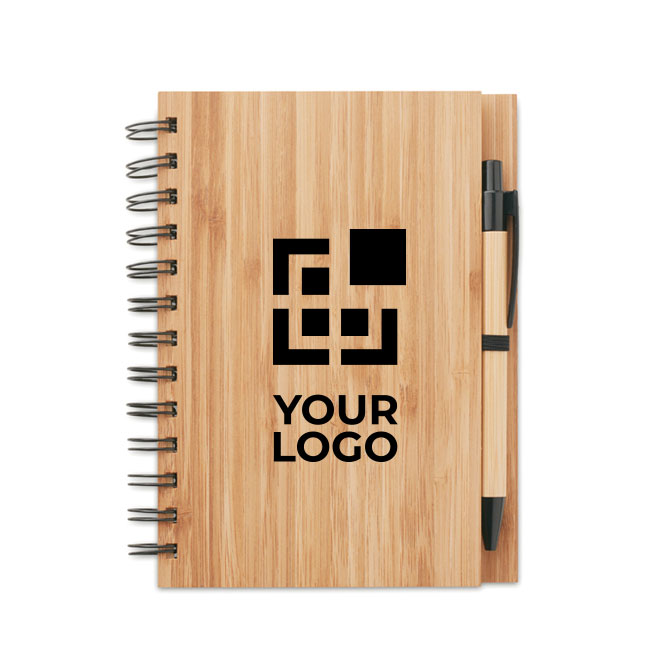 Libreta reciclada con boli y tapas de bambú A5 hojas a rayas Bamboo vista de impresión