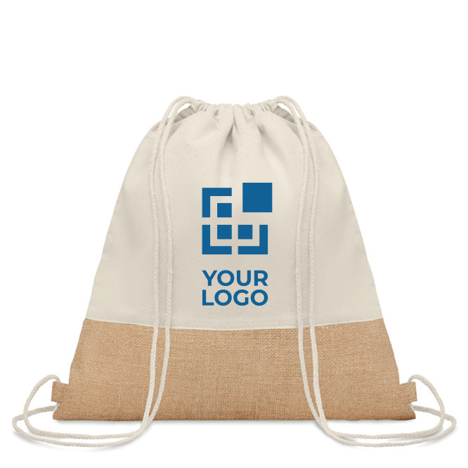 Mochila personalizada de algodón 160 g/m2 y yute Natural color beige vista de impresión