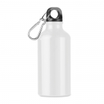 Botella de aluminio pequeña con mosquetón color blanco 1