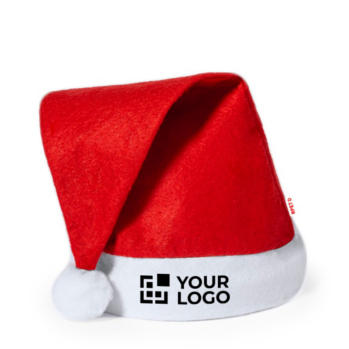 Clásico gorro navideño de Papá Noel de RPET personalizado con tu logo vista principal