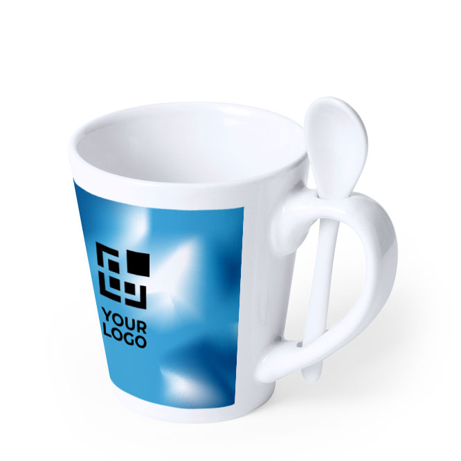 Tazas impresas con imagen circular y cuchara de 350ml Sublimcon vista principal