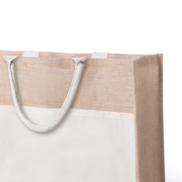 Bolsa de jute con bolsillo para imprimir color natural