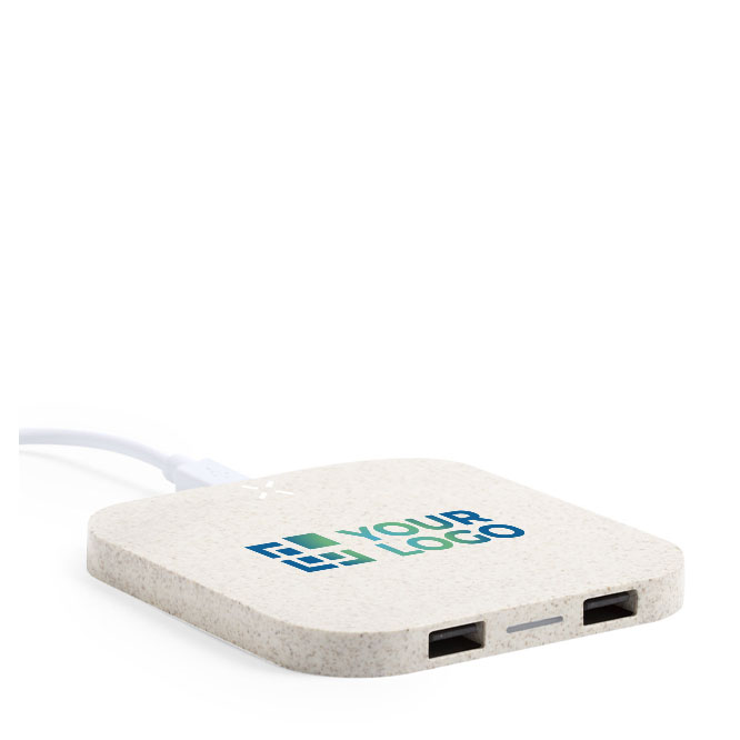 Base de carga inalámbrica cuadrada de paja de trigo Natural Pad vista principal