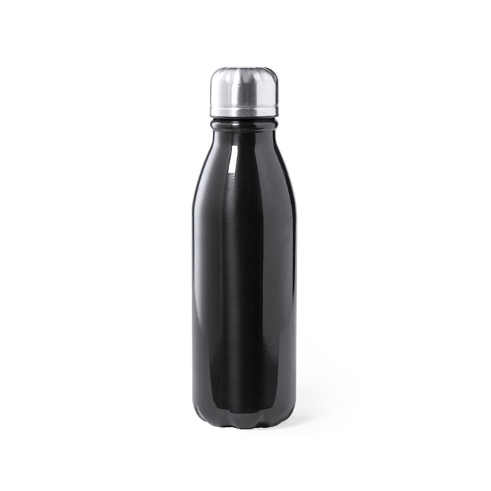 Botella metálica con logotipo color negro