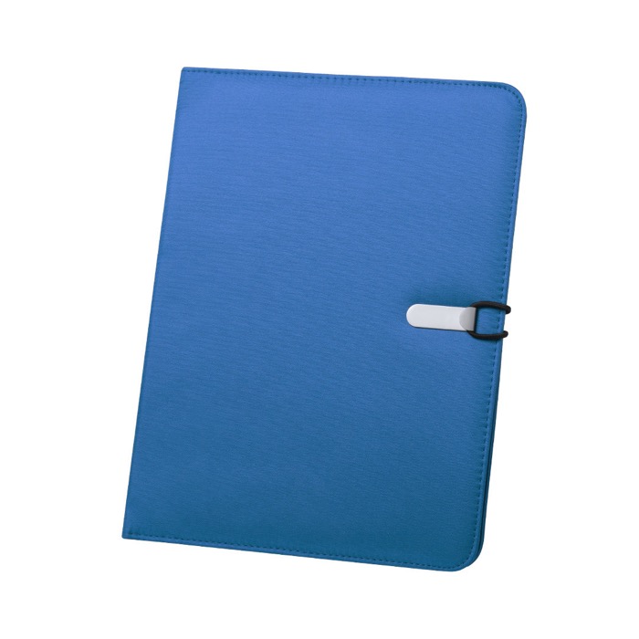 Portafolios publicidad con bloc de notas color azul