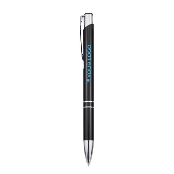 Bolígrafo de aluminio con mecanismo pulsador tinta azul vista principal