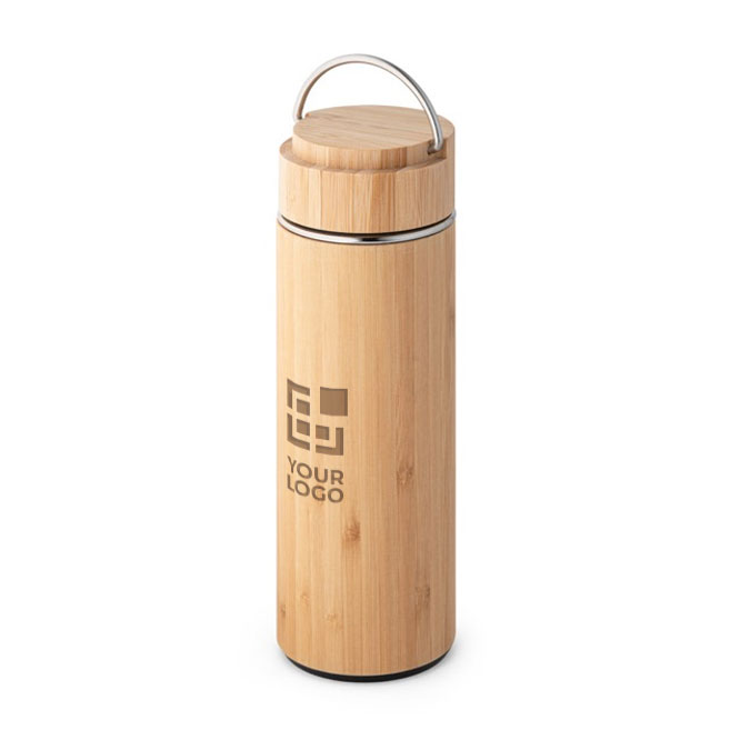 Termo personalizable de acero y bambú con infusor 440ml Natura vista principal