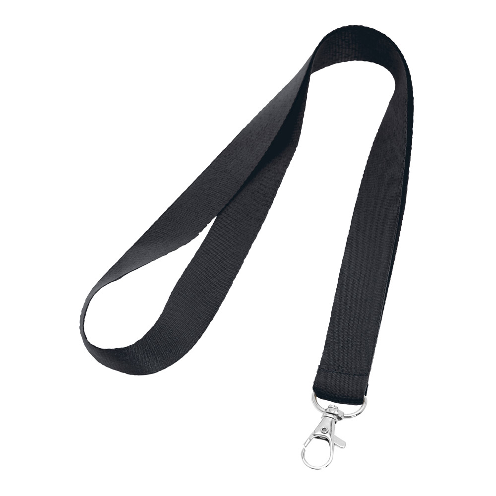 Lanyard personalizado barato de 2cm con cierre mosquetón BasicStyle color negro