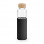 Botella de cristal con funda de silicona color negro 3