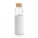 Botella de cristal con funda de silicona color blanco 4