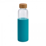 Botella de cristal con funda de silicona color azul claro 2