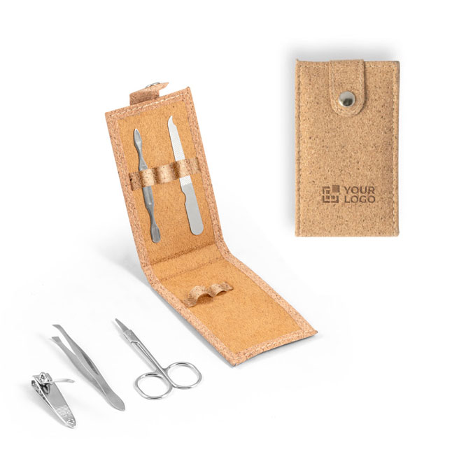 Set de manicura con 6 utensilios en acero inoxidable en funda Corkstyle vista principal