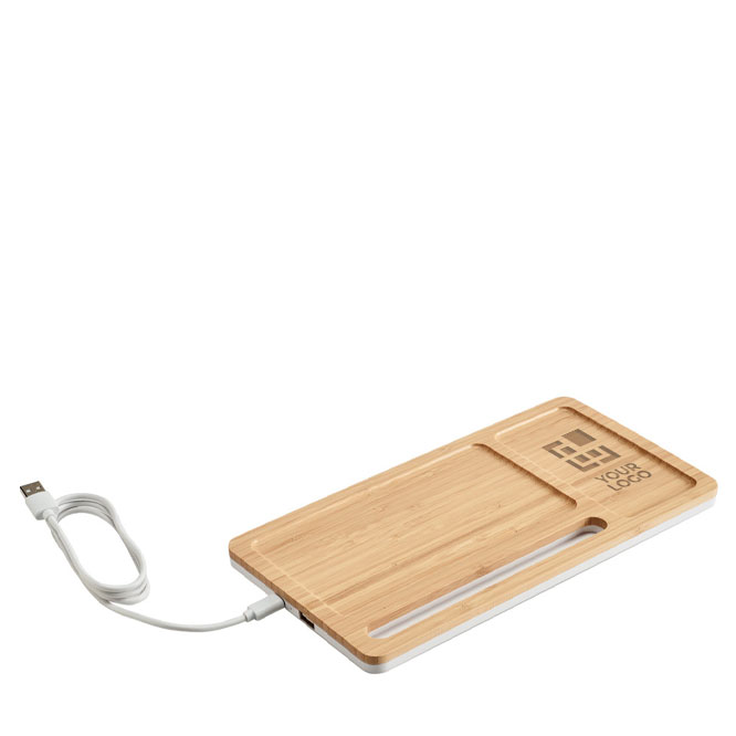 Set de sobremesa de bambú con cargador inalámbrico Bamboo Tidy vista principal