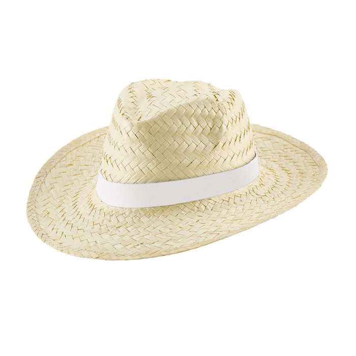 Sombrero de paja con cinta para sublimación Beachtime Sublim color blanco