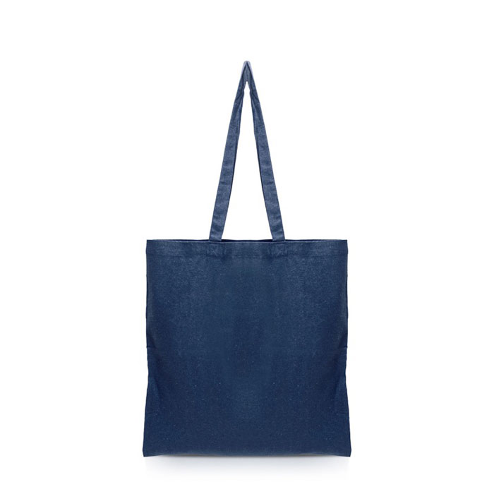 Bolsa de algodón reciclado de asas largas 140 g/m2 Upcycling color azul marino vista de impresión