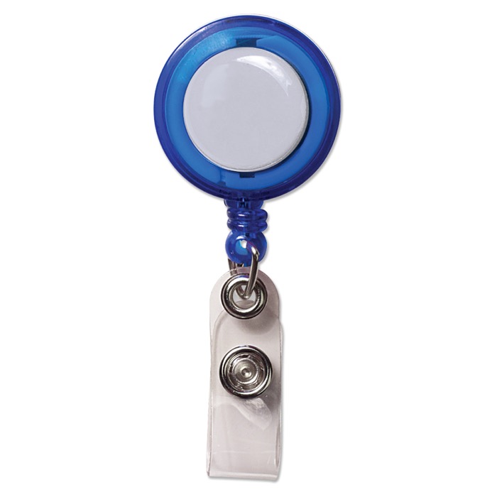 Porta credenciales extensible con logo y clip de metal Extend color azul transparente