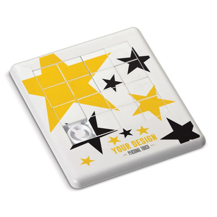 Puzzle para publicidad y merchandising con imagen impresa Enigma color blanco