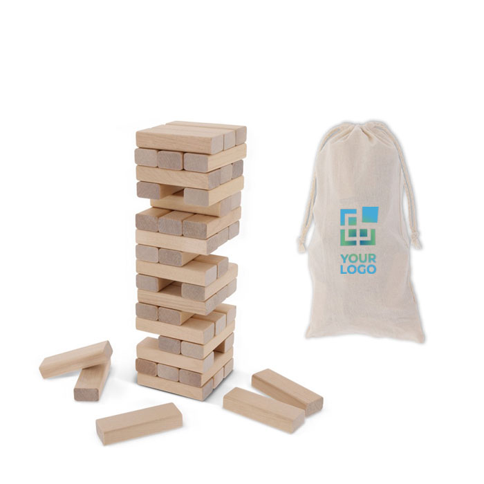 Jenga de 48 bloques en bolsa de algodón para fácil transporte vista principal