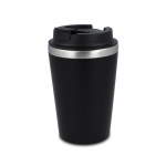 Vaso térmico de acero inoxidable de tapa negra y borde plateado 350ml color negro 9