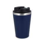 Vaso térmico de acero inoxidable de tapa negra y borde plateado 350ml color azul oscuro 4