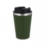 Vaso térmico de acero inoxidable de tapa negra y borde plateado 350ml color verde oliva 7