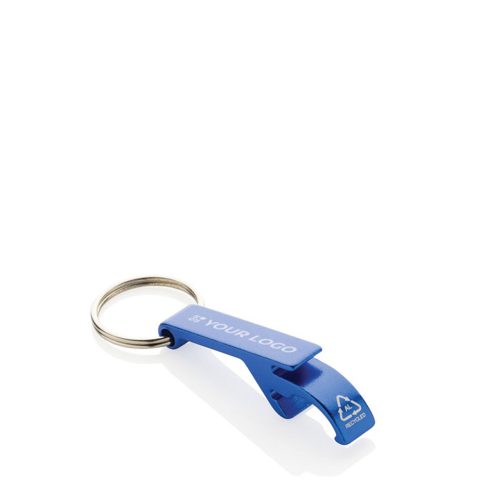 Llavero abridor personalizado barato de aluminio en color Aluhandle color azul vista de impresión