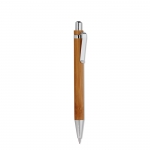 Set ecológico de bolígrafo y lápiz para regalar tinta azul Bambú color madera cuarta vista
