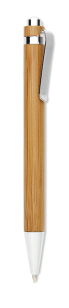 Bolígrafo con cuerpo de madera y acabados cromados tinta azul Bambú color madera segunda vista Bolígrafo con cuerpo de madera y acabados cromados tinta azul Bambú color madera segunda vista