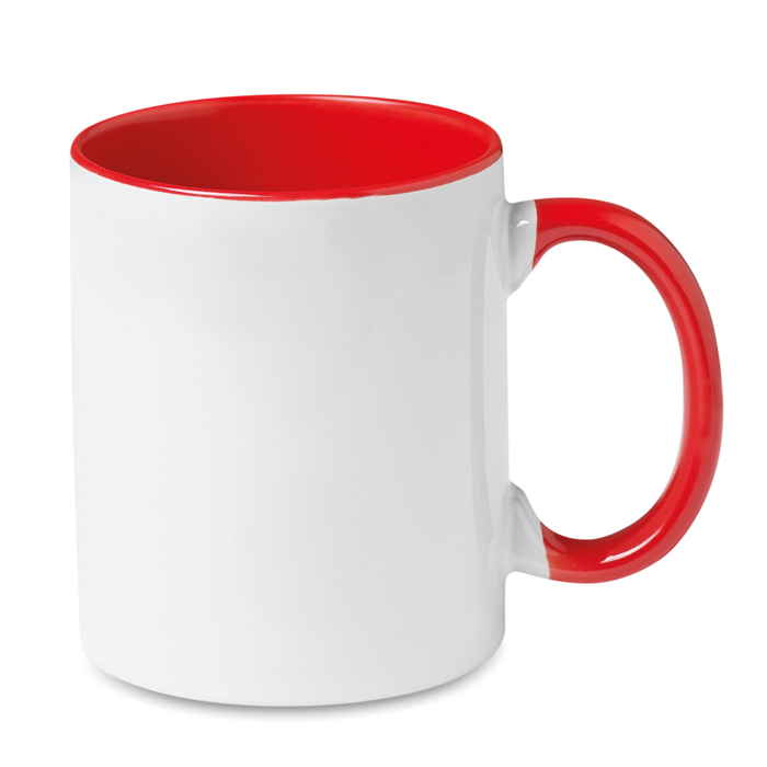 Taza de cerámica con asa e interior en color 300ml Sublim Color color rojo Taza de cerámica con asa e interior en color 300ml Sublim Color color rojo