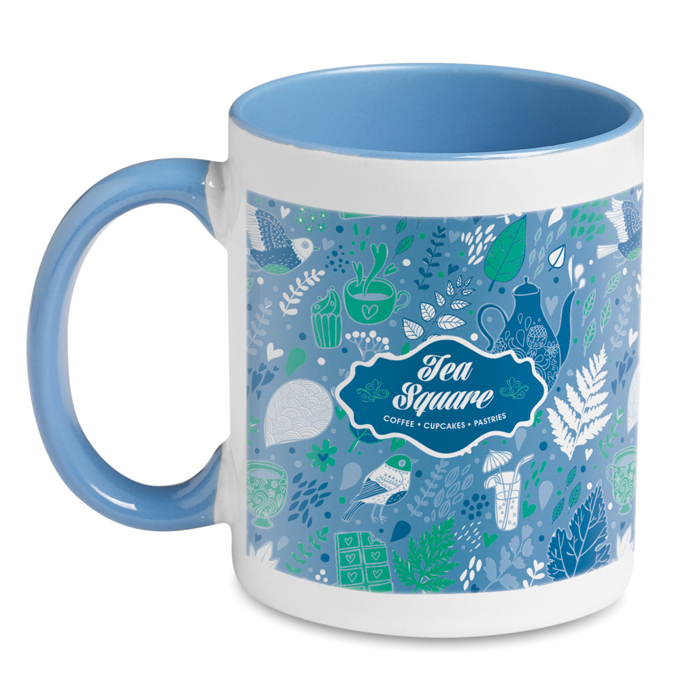 Taza de cerámica con asa e interior en color 300ml Sublim Color color azul vista principal tercera vista Taza de cerámica con asa e interior en color 300ml Sublim Color color azul vista principal tercera vista