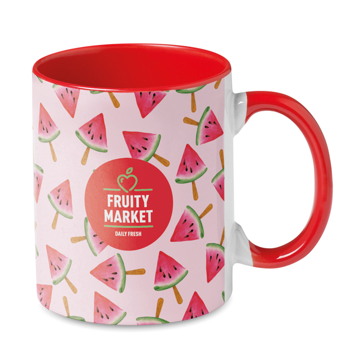 Taza de cerámica con asa e interior en color 300ml Sublim Color color rojo segunda vista principal Taza de cerámica con asa e interior en color 300ml Sublim Color color rojo segunda vista principal