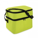 Bolsa térmica corporativa poliéster 600D con dos compartimentos Freeze color verde lima